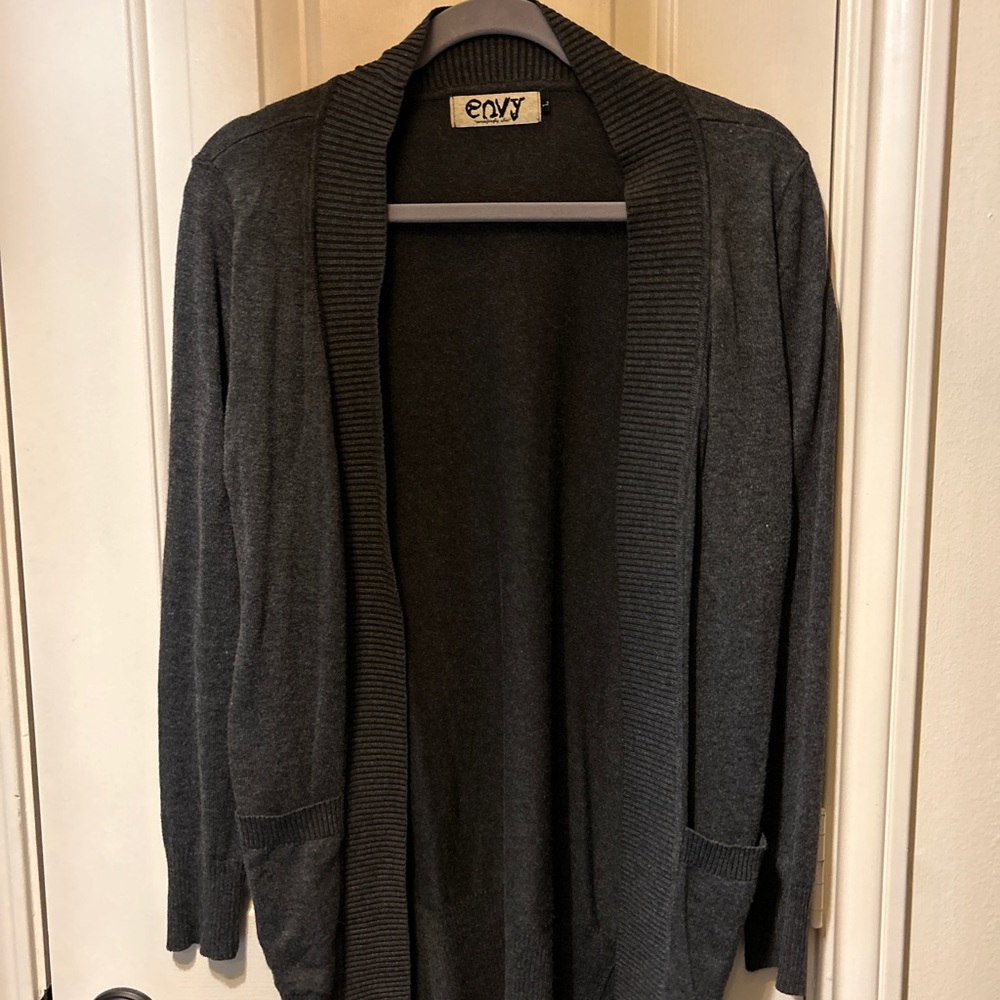 Grey sweater cardigan. Size large but fits like a medium